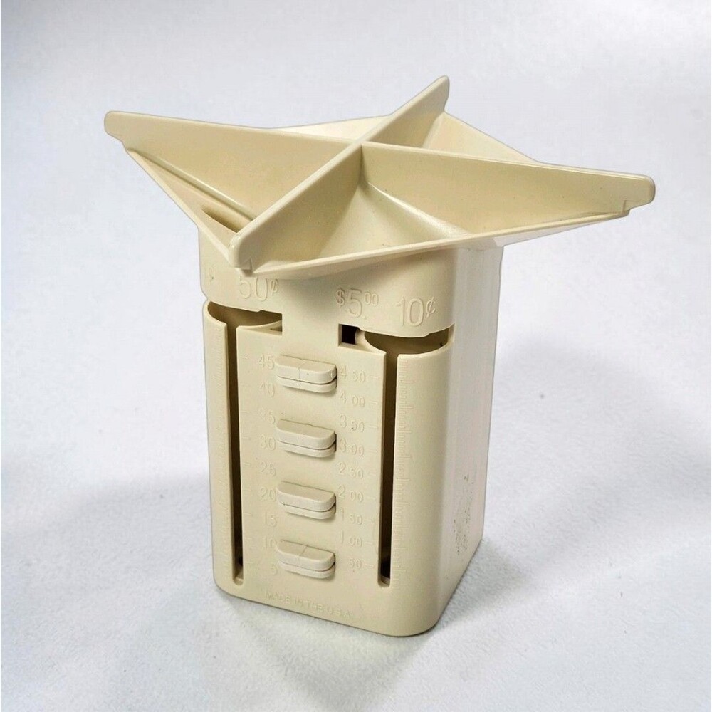 MMF Industries USA Coin Sorter Counter 4 Tube Tender Tray Beige Vintage Analog